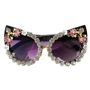 New Rhinestone Cat Eye Sunglasses Luxury White Black Flowers Bumble Bee Summer